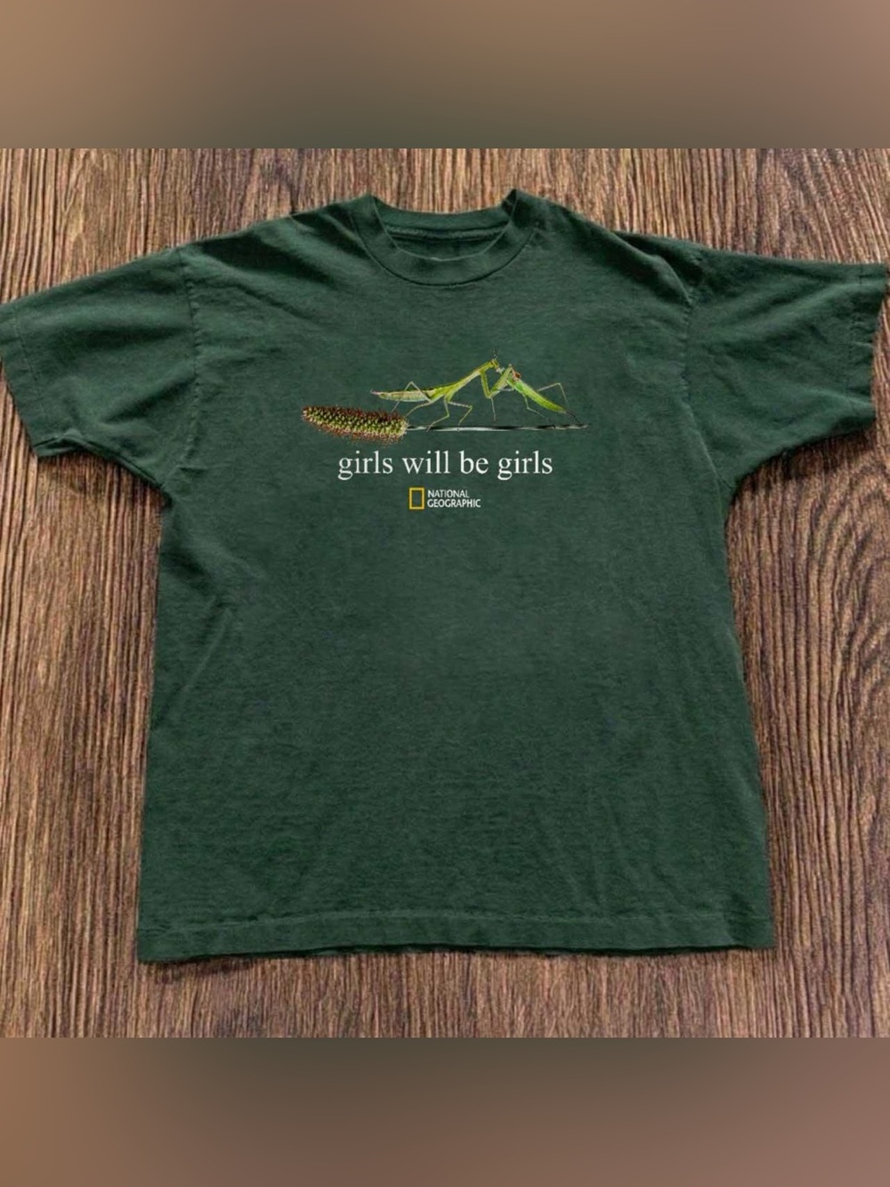 National Geographic Dark Green Praying Mantis Tee with Yellow Accent